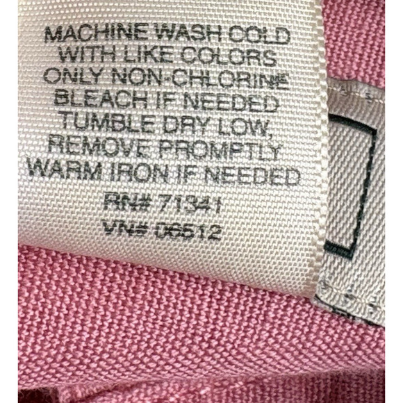 LL Bean Linen Cotton Belted Button Front Shirt Dress Pink Roll Tab Sleeves XL P - Picture 11 of 16